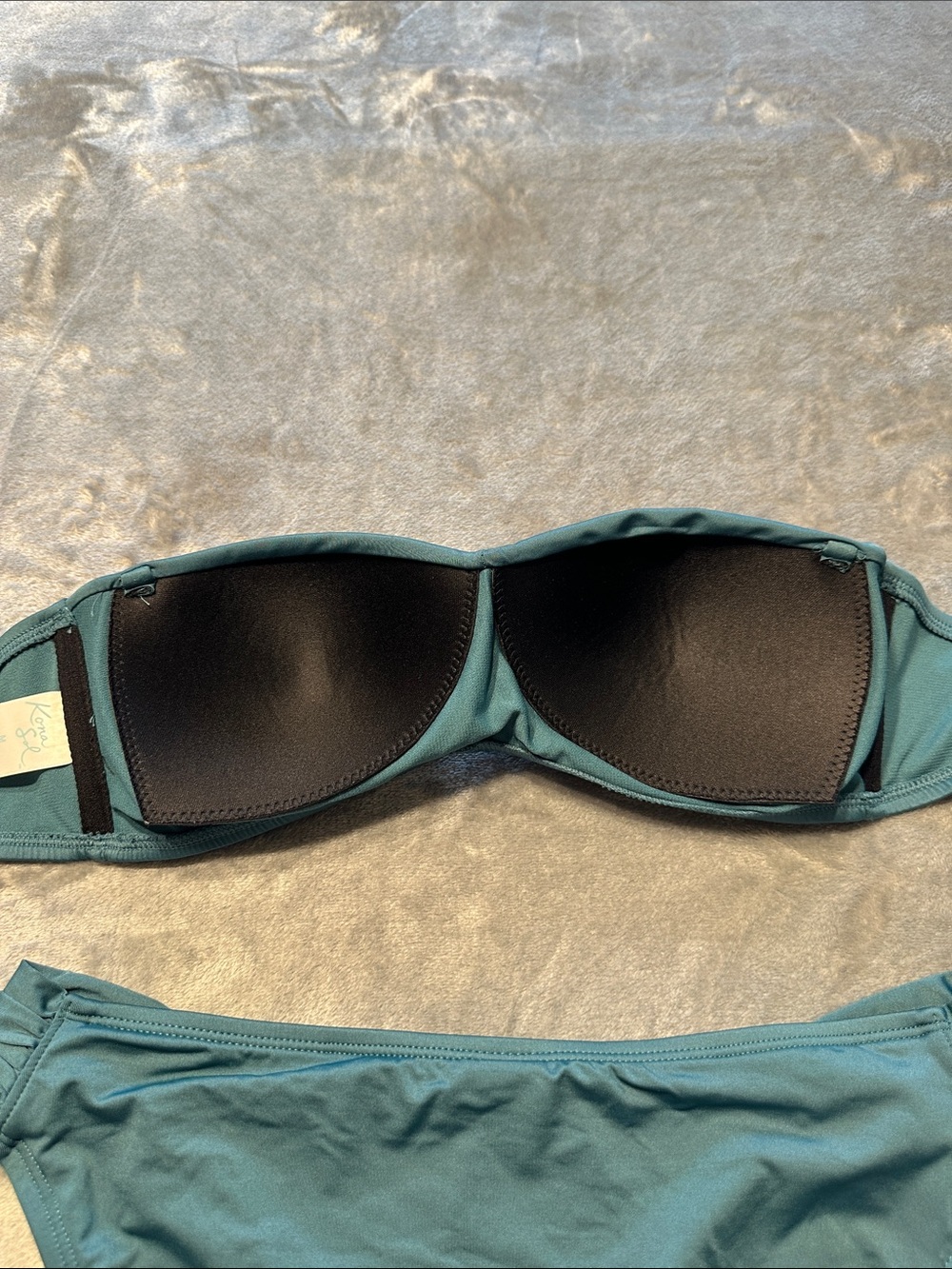 EUC Kona Sol Teal Bandeau Bikini Set - Twisted Front Two-Piece Sz M - Picture 7 of 12
